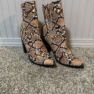 Lulu’s Snakeskin Patterned Ankle Boots